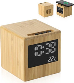 GadgetShop רמקול בלוטוס 5W משולב עם שעון ומשטח טעינה אלחוטי 15W