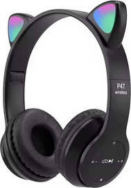 GadgetShop אוזניות בלוטוס P47M בעיצוב אוזני חתול