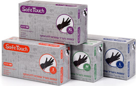 Safe Touch מארז 10 כפפות ניטריל שחורות ללא אבקה 100 יחידות מידה: L