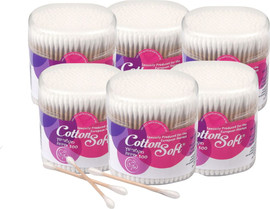 Cotton Soft מארז 6 קופסאות צימרוני אוזניים מעץ 1800 יחידות