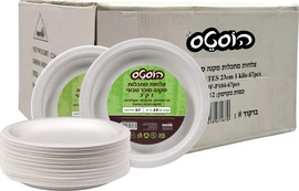 הוסטס מארז 12 חבילות של צלחות מתכלות מקנה סוכר 1 קילוגרם 23 ס"מ