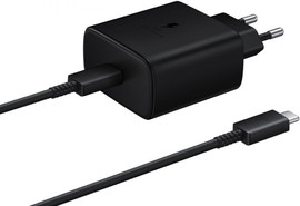SAMSUNG מטען קיר מקורי Samsung 45W USB-C כולל כבל USB-C 5A לטעינת 45W מלאה - שחור