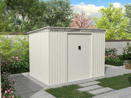 SUPER GARDEN SHED מחסן מתכת סקיילייט דגם Sky D צבע שמנת מידה 2.61X2.41 SUPER GARDEN SHED