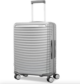 Samsonite מזוודת טרולי עליה למטוס ״ 21 קשיחה פרמיום דגם Framelock Max Spinner מבית המותג הבינלאומי Samsonite סמסונייט צבע כסף