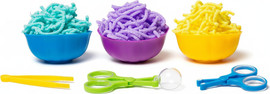 Superkids Noodlez – משחק סנסורי נודלס – מארז 300 גרם – 3 צבעים + כלים וקעריות מיון - Superkids