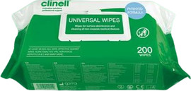 עולם הרפואה קרטון בהנחה- מגבונים אוניברסליים Clinell קלינל לניקוי אולטרסאונד מכשור רפואי- 200 יחידות - קרטון של 6 יחידות