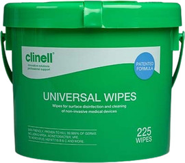 עולם הרפואה קרטון בהנחה-דלי מגבונים אוניברסליים Clinell קלינל לניקוי אולטרסאונד מכשור רפואי- 225 יחידות - קרטון של 4 יחידות