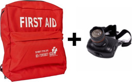 עולם הרפואה תיק עזרה ראשונה למרחב מוגן ביתי לחירום+ פנס ראש מתנה