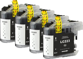 BROTHER סט 4 ראשי דיו שחורים תואמים Brother LC223