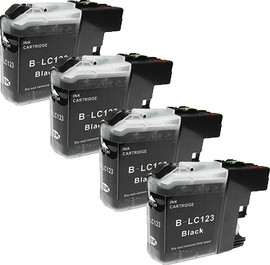 BROTHER סט 4 ראשי דיו שחורים תואמים Brother LC123