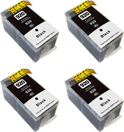 HP סט 4 ראשי דיו שחורים תואמים HP 920XL