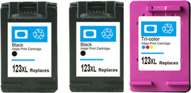 HP חבילת חסכון שני שחורים + צבעוני תואמים HP 123XL