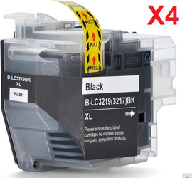BROTHER סט 4 ראשי דיו שחורים תואמים Brother LC3219