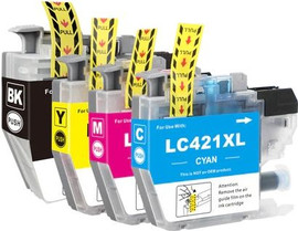 BROTHER סט 4 ראשי דיו תואמים Brother LC421XL