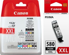 CANON סט 5 ראשי דיו מקוריים PGI580XXLBK + CLI581XXL CANON
