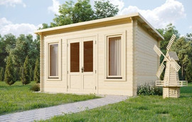 Mygan מחסן עץ אירופאי 4.2x3.2 מטר עובי 34 מ"מ מבית Evergreen