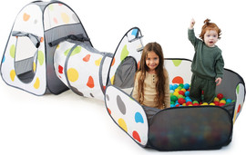 I AM Toys סט המשחקים המושלם - אוהל עם בריכת כדורים ומנהרת זחילה+ 50 כדורים IAM