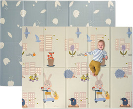 Taf Toys שטיח פעילות מתקפל גדול במילוי XPE איכותי + ספר תמונות התפתחותי דו צדדי - גן אורבני