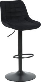 Grand Living כסא בר שחור קטיפה  RD-8101C2 עם בסיס מתכת עגול בצבע שחור וכיוונון גובה