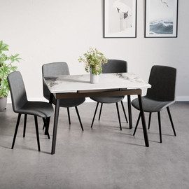 Grand Living פינת אוכל קרמיקה כולל 4 כסאות בעיצוב אלגנטי 140 ס"מ נפתח ל 200 ס"מ