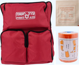 ש.א.ג שרותי רפואה תיק עזרה ראשונה עם פד וזלין+ SAM SPLINT סד גמיש מתקדם