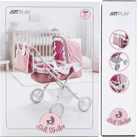 ART PLAY עגלת בובה קלאסית עם תיק וסל תחתון