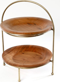 B-DECOR קברט 2 קומות 30 ס"מ עץ ומתכת BRASS + WOOD