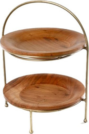 B-DECOR קברט 2 קומות 30 ס"מ עץ ומתכת BRASS + WOOD