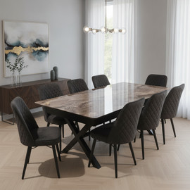 שוק ריהוט פינת אוכל Tower עם 8 כיסאות