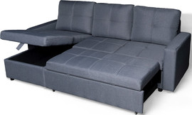 שוק ריהוט ספה פינתית עם ארגז מצעים Modena (אפור כהה)