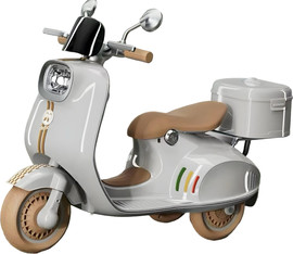 Minigo קטנוע ווספה ממונע 3 גלגלים איכותיים XW05 סוללה 6V צבע:לבן/אפור בהיר