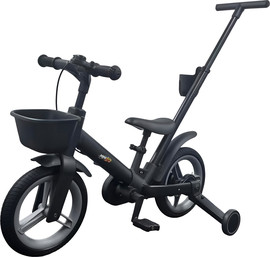Minigo אופני איזון 5 ב-1 משולבים B3 (אופני איזון, אופני עזר, אופני דחיפה ואופניים רגילים) צבע:שחור