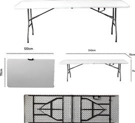 Home basic שולחן מתקפל  2.4 מטר דגם 8FT – ענק, חזק ויציב במיוחד