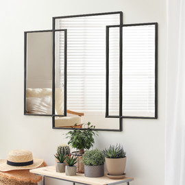 BOHO11 מראה מלבנית לקיר עם מסגרת שחורה – עיצוב מודרני