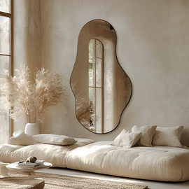 BOHO11 מראה אמורפית לקיר בעיצוב אורגני – מסגרת שחורה