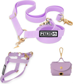 Petrix סט רתמה רצועת מצבים ללא ידיים לכלב ותיק שקיות תואם - סגול