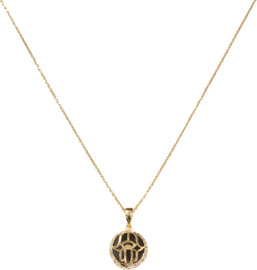 Shanti Gold תליון זהב חמסה עגול מלאכית רקע שחור