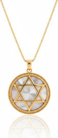 Shanti Gold תליון זהב חמסה עגול מלאכית רקע לבן