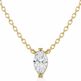 Shanti Gold שרשרת זהב צהוב עם תליון יהלום מעבדה צורת מרקיזה 1 קרט