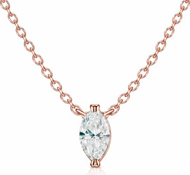 Shanti Gold שרשרת זהב אדום (רוז גולד) עם תליון יהלום מעבדה צורת מרקיזה 1 קרט