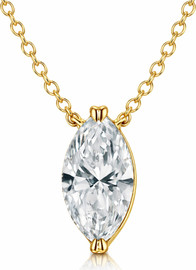 Shanti Gold שרשרת זהב צהוב עם תליון יהלום מעבדה צורת מרקיזה 2 קרט