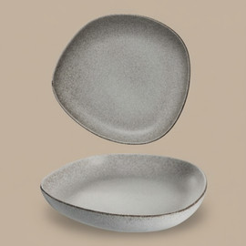 DECOROZ צלחת קרמיקה 20 ס"מ א-סימטרית Stone