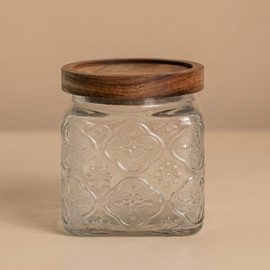 DECOROZ צנצנת זכוכית מרובעת CLOVER