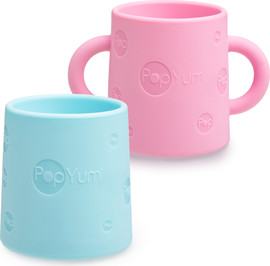 PopYum זוג כוסות אימון מסיליקון רך בצבע כחול וורוד