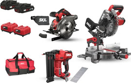 SKIL סט נגרים - מסור גרונג 1600W +מסור עגול 165 מ"מ + אקדח מסמרים Brushless +שתי סוללות ושני מטענים + תיק גדול SKIL