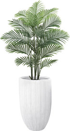 Garden Accessoirs דקל אריקה מלאכותי 1.65 מטר כולל כד סנטוריני גבוהה לבן גובה 77 ס"מ