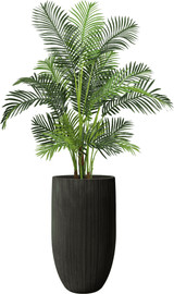 Garden Accessoirs דקל הוואי מלאכותי 1.5 מטר כולל כד סנטוריני גבוהה שחור גובה 77 ס"מ