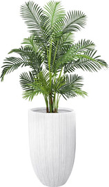 Garden Accessoirs דקל הוואי מלאכותי 1.5 מטר כולל כד סנטוריני גבוהה לבן גובה 77 ס"מ
