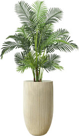 Garden Accessoirs דקל הוואי מלאכותי 1.5 מטר כולל כד סנטוריני גבוהה קרם גובה 77 ס"מ