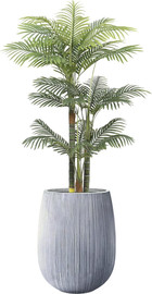 Garden Accessoirs דקל טבעות מלאכותי 1.5 מטר כולל כד סנטוריני אפור גובה 40 ס"מ